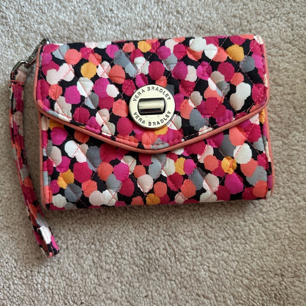 Vera Bradley Pink Heart Pattern Wristlet Clutch